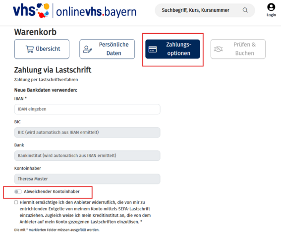 Erklärung zu "abweichender Kontoinhaber"