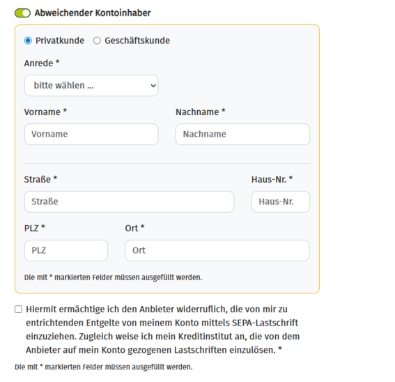 Erklärung zu "abweichender Kontoinhaber"