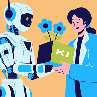 Zum Thema KI:Frau und Roboter 